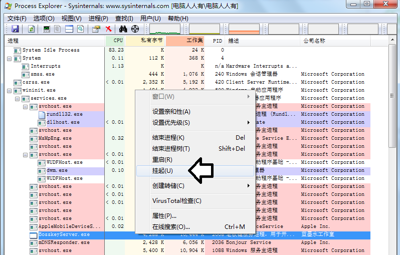 Process Explorer中文版使用方法1
